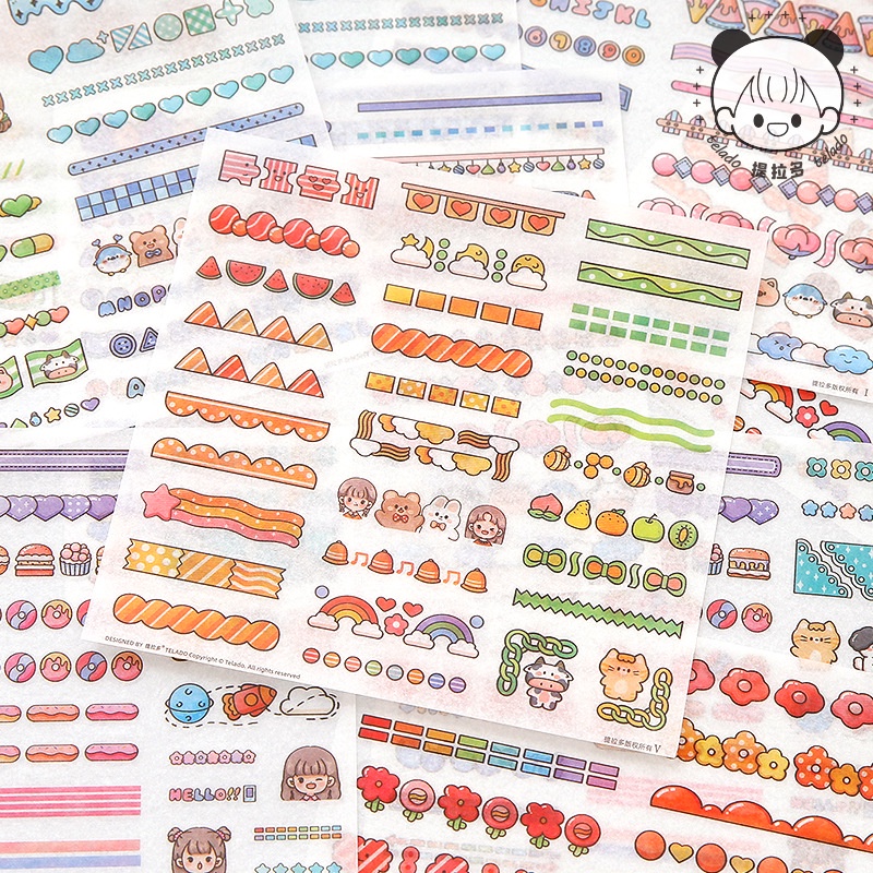 Peach 10Pcs Lovely girl border material washi stickers Journal Scrapbook Decor Sticker