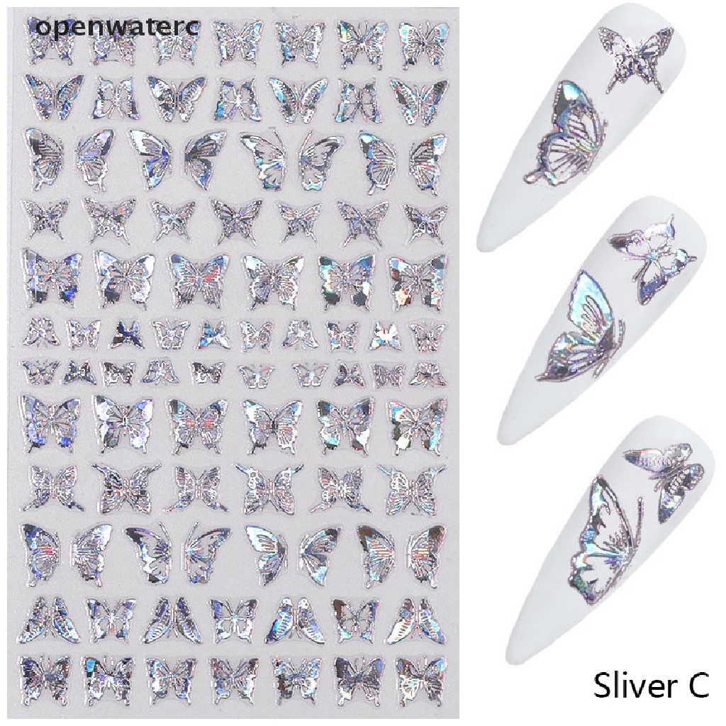 [Hàng mới về] Tờ miếng dán trang trí nghệ thuật móng tay họa tiết bướm laser DIY