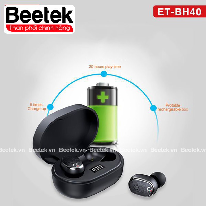 Tai nghe Bluetooth Eardom ET-BH40 True Wireless, Công nghệ V5.0, Kết nối trên 10m, Thời gian chờ 120h [5SAO]