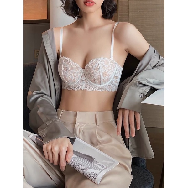 ❤️ Áo Lót Nữ Myna Ren Hoa Cup Ngang Gọng Silicon Đệm Mỏng Mềm Mại Cao Cấp 728 ❤️