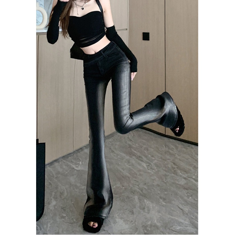 Quần Jean Nữ Lưng Cao Màu Sắc Gradient Cá Tính