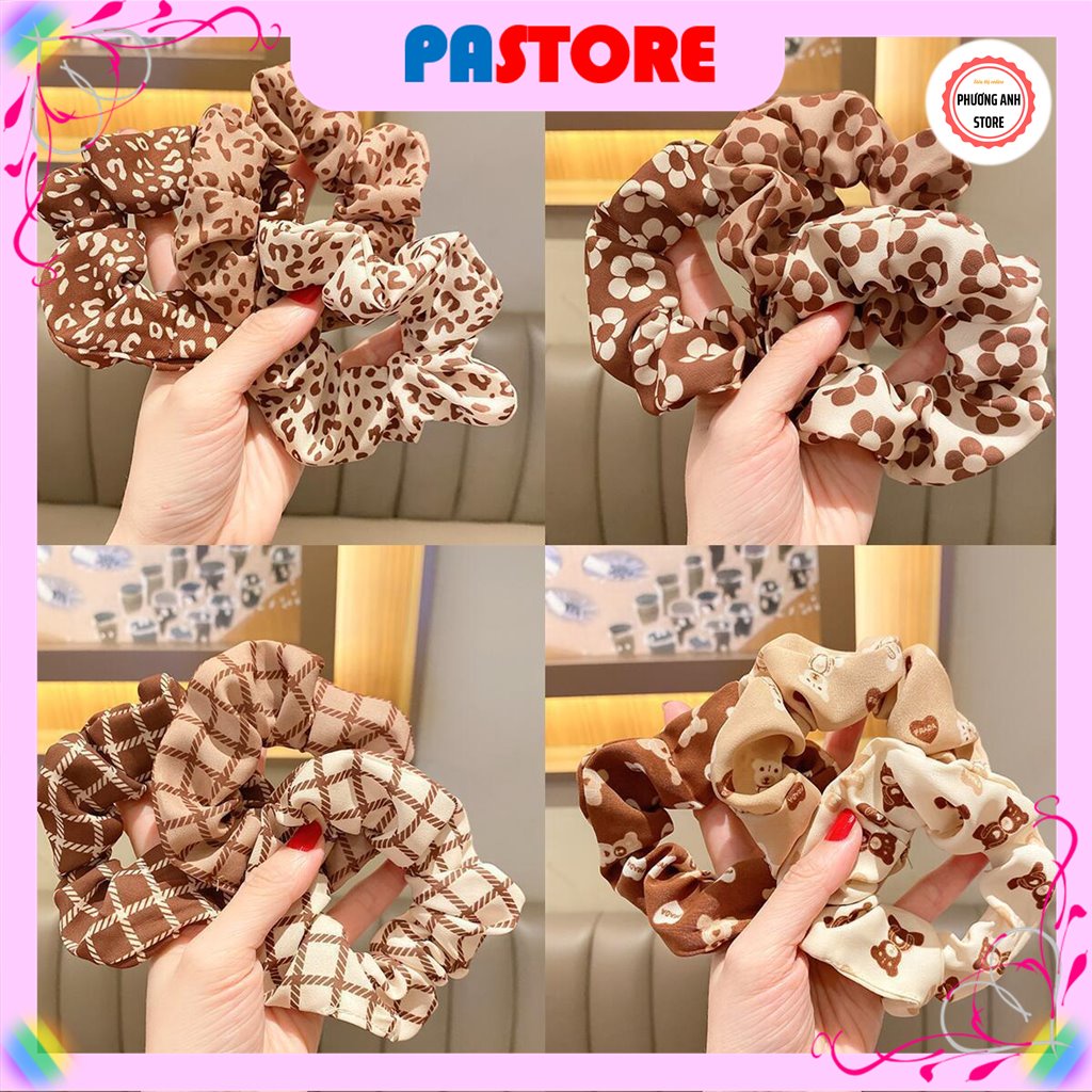 Cột Tóc Vải Scrunchies Vintage Hàn Quốc Dễ Thương Dành Cho Nữ PASTORE