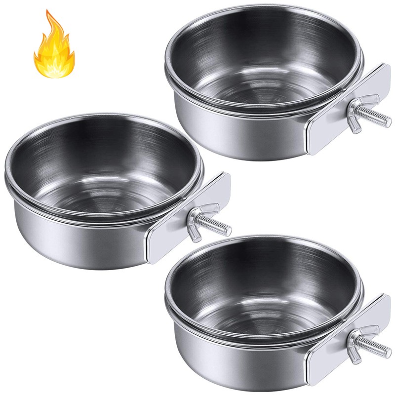 Set 3 Bát Đựng Thức Ăn Cho Vẹt Bằng Thép Không Gỉ