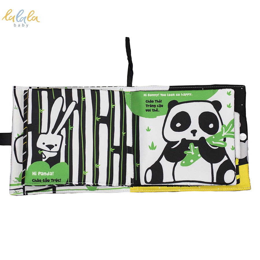 Sách vải Lalala baby, song ngữ kích thích thị giác: Let's go Bunny/ Đi Nào Thỏ Trắng kích thước 18x18 cm 12 trang