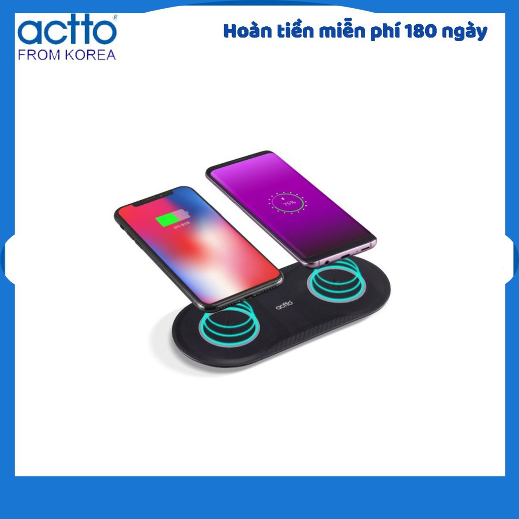 Bộ Sạc Không Dây Đồng Thời 2 Thiết Bị 10W Actto MTA-17 HÀNG NỘI ĐỊA HÀN QUỐC CAO CẤP CHÍNH HÃNG