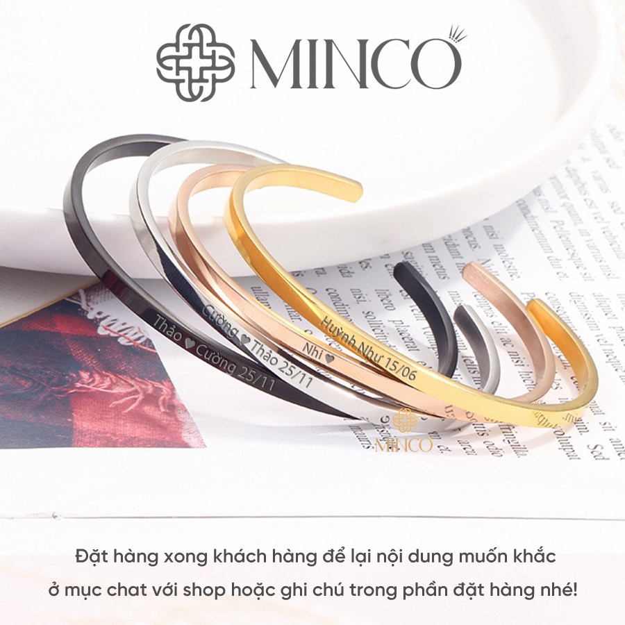 Vòng tay đôi trơn basic Cuff Minco Accessories lắc tay Nam Nữ Tình Yêu thiết kế trơn có thể khắc chữ theo yêu cầu LT07