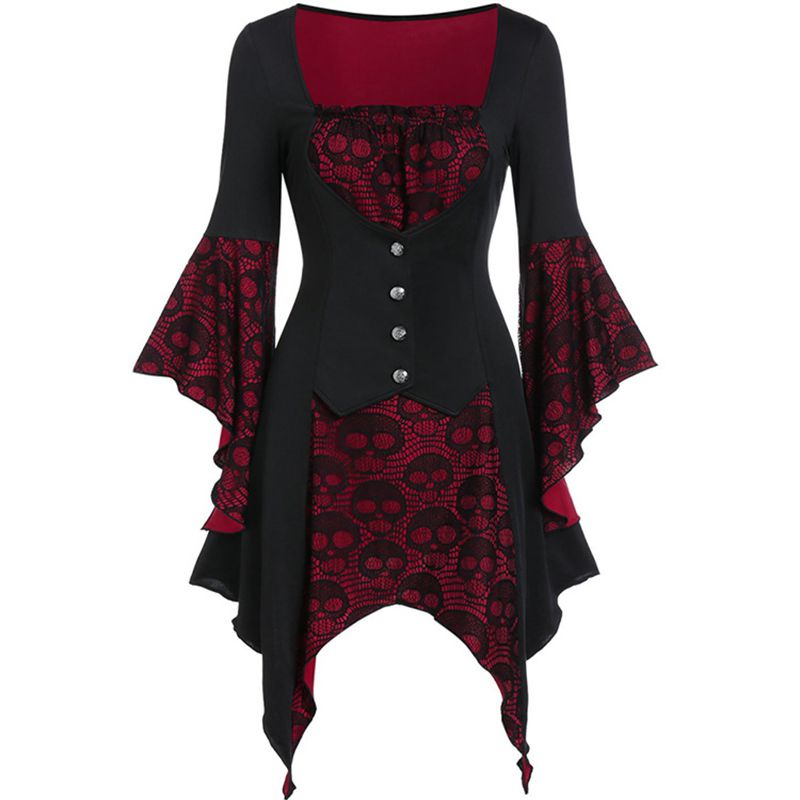 2022 Women Ladies Medieval Renaissance Gothic Witch Cosplay Retro Fancy Dress Costume