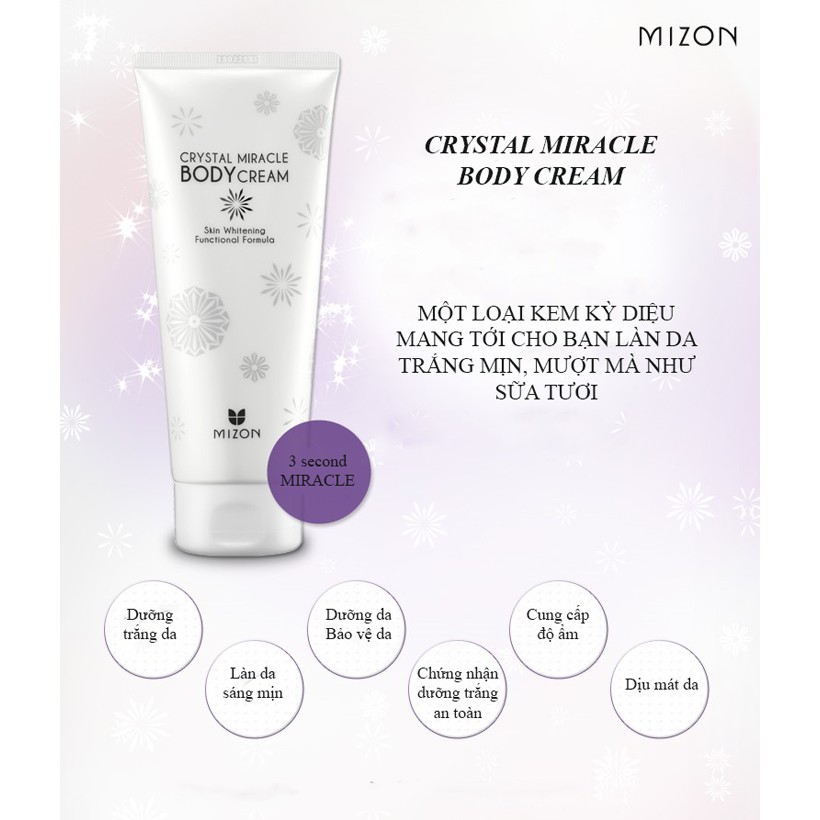 Kem dưỡng trắng da toàn thân Crystal Miracle Body Cream 200ml