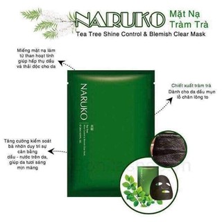 Mask Tràm Trà Cho Da Mụn, Kiểm Soát Dầu Naruko Tea Tree Shine Control & Blemish Clear Mask 26ml