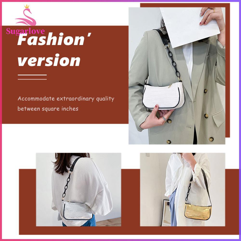 Beautiful ❤SG Women Soft PU Leather Alligator Pattern Shoulder Bags Luxury Underarm Bag