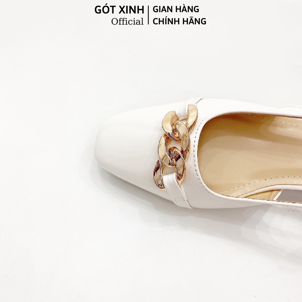 Sandal cao gót nữ GÓT XINH G17 da bóng đế vuông cao 3cm