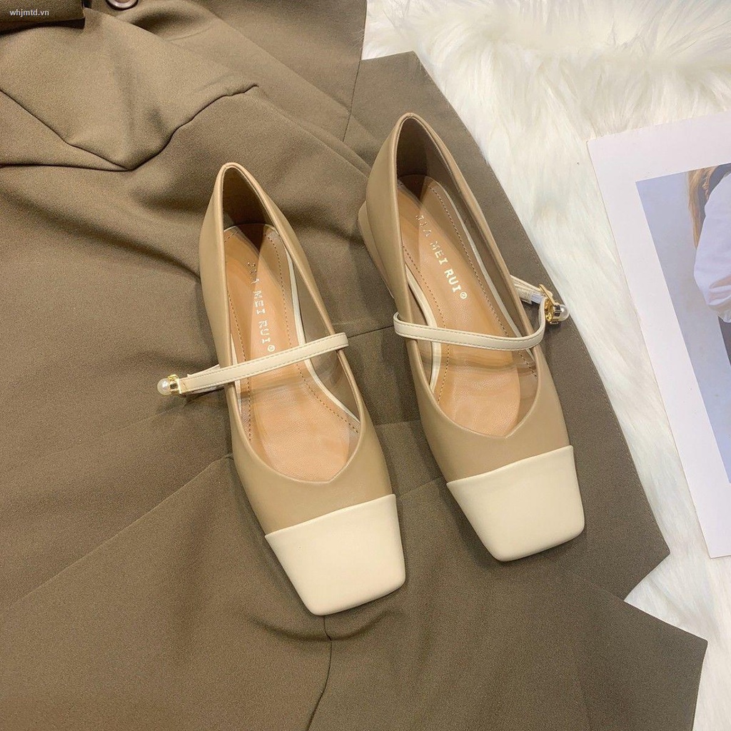 Giày Búp Bê Mũi Vuông Đế Mềm Thiết Kế Đơn Giản Phong Cách Retro Thời Trang Cho Nữ