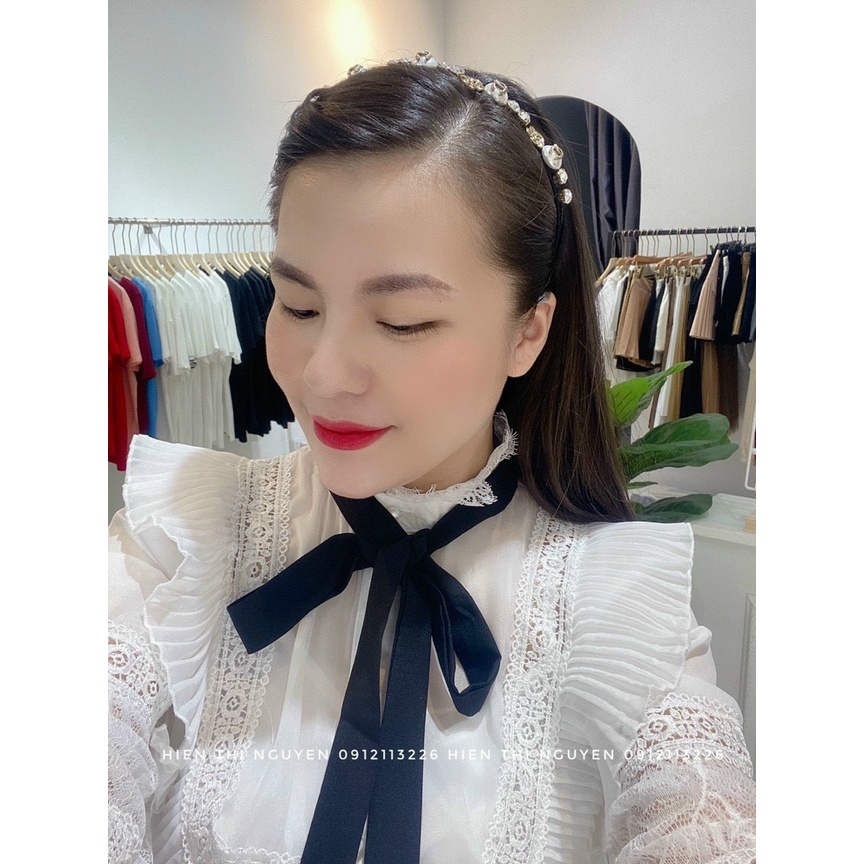 Áo sơ mi ren cột nơ phong cách tiểu thư thành đạt - Hàng loại 1