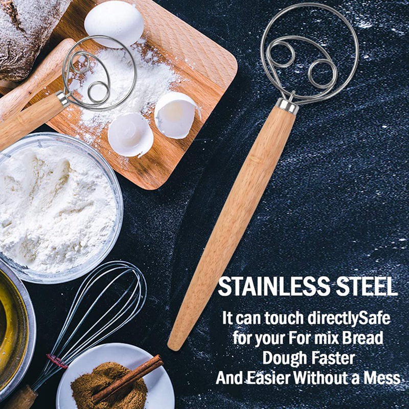 3 Pack Danish Dough Whisk,with Scraper for Pastry or Pizza Dough,Etc