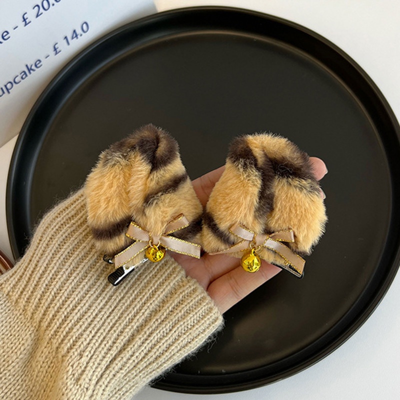 Kẹp Tóc Tai Hổ Phối Lông Dễ Thương Dùng Hóa Trang Halloween