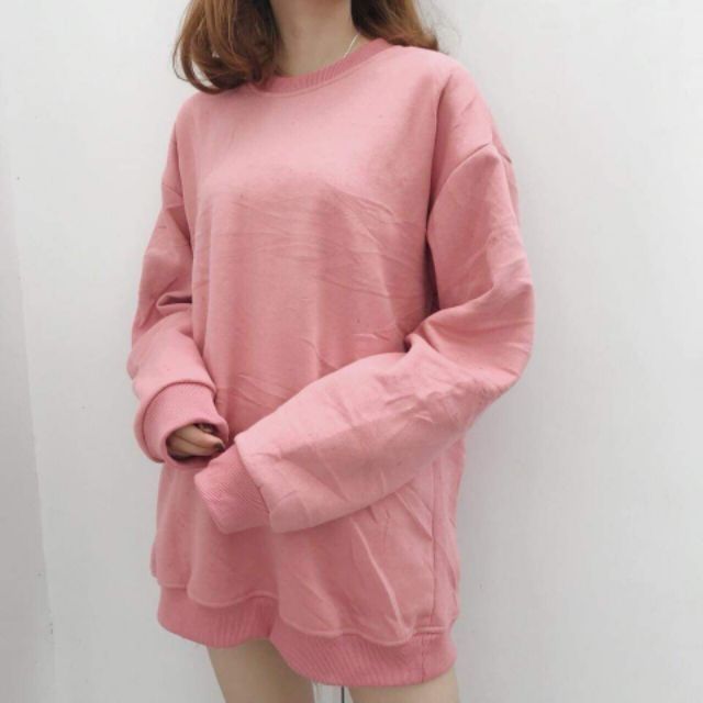 ÁO SWEATER BASIC PINK HỒNG TRƠN UNISEX - L12 [ẢNH THẬT]