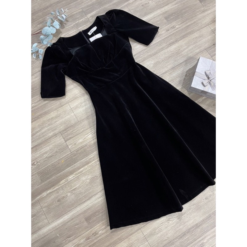 ⚡️ĐẦM NHUNG⚡️Đầm nhung cổ V 2 màu đen đỏ | BigBuy360 - bigbuy360.vn