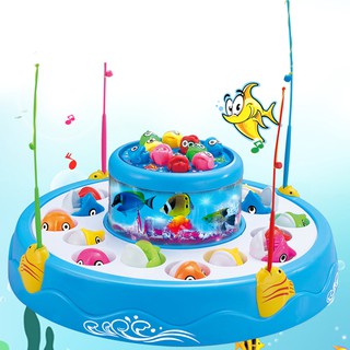 Bộ đồ chơi câu cá 2 tầng quay có phát nhạc, sử dụng pin