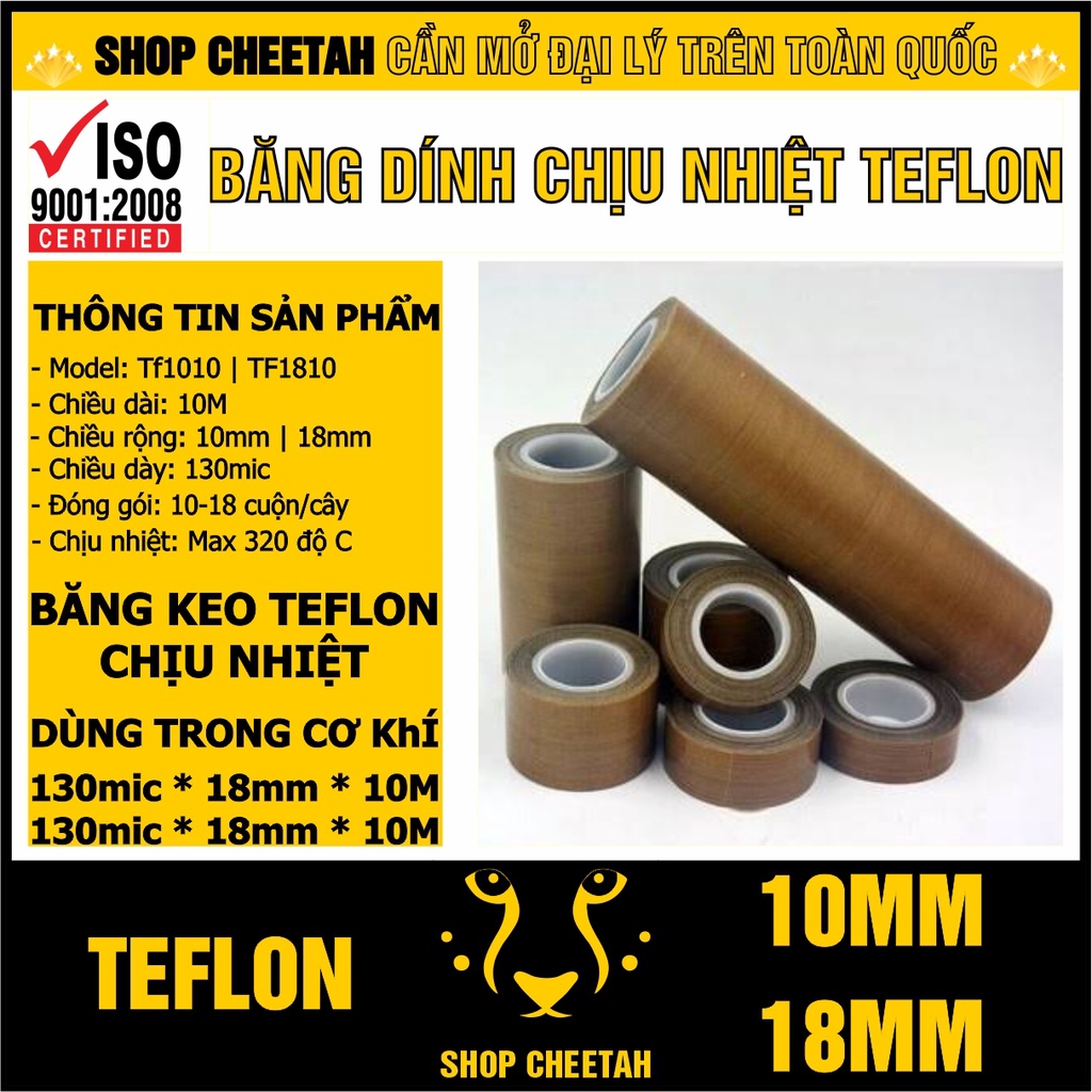 Băng keo chịu nhiệt Teflon - PTFE tape (vải sợi thủy tinh chịu nhiệt tới 320 độ C) dán máy hàn, dán lưỡi dao máy cắt…