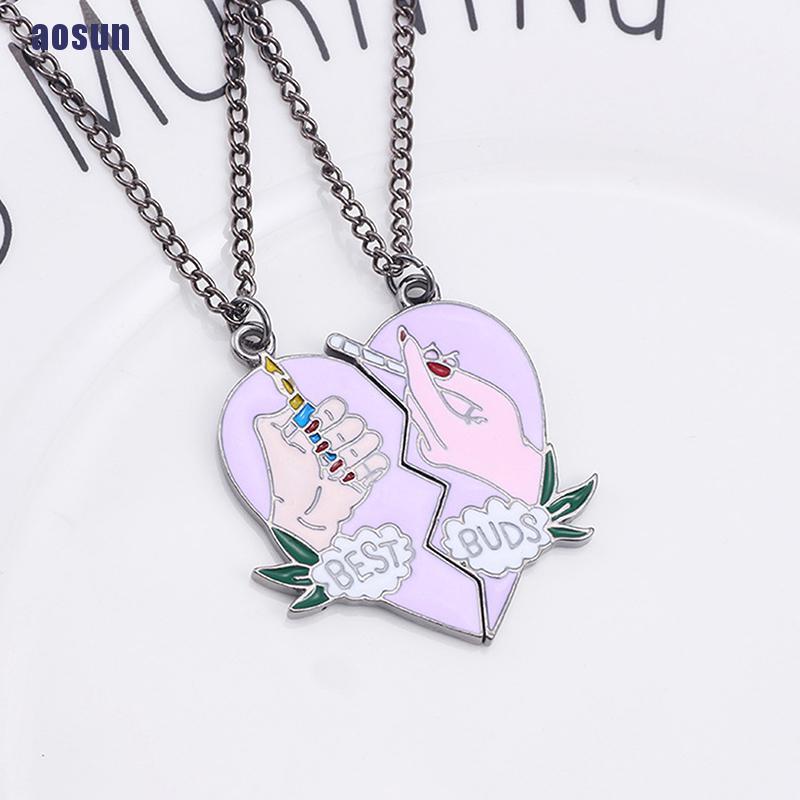 CHARMS Set 2 vòng cổ Đôi Ghép Hình Trái Tim Và Bật Lửa