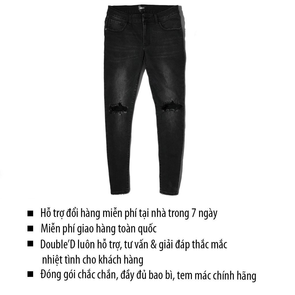 Quần jean nam DOUBLE'D rách gối màu đen JXD | BigBuy360 - bigbuy360.vn
