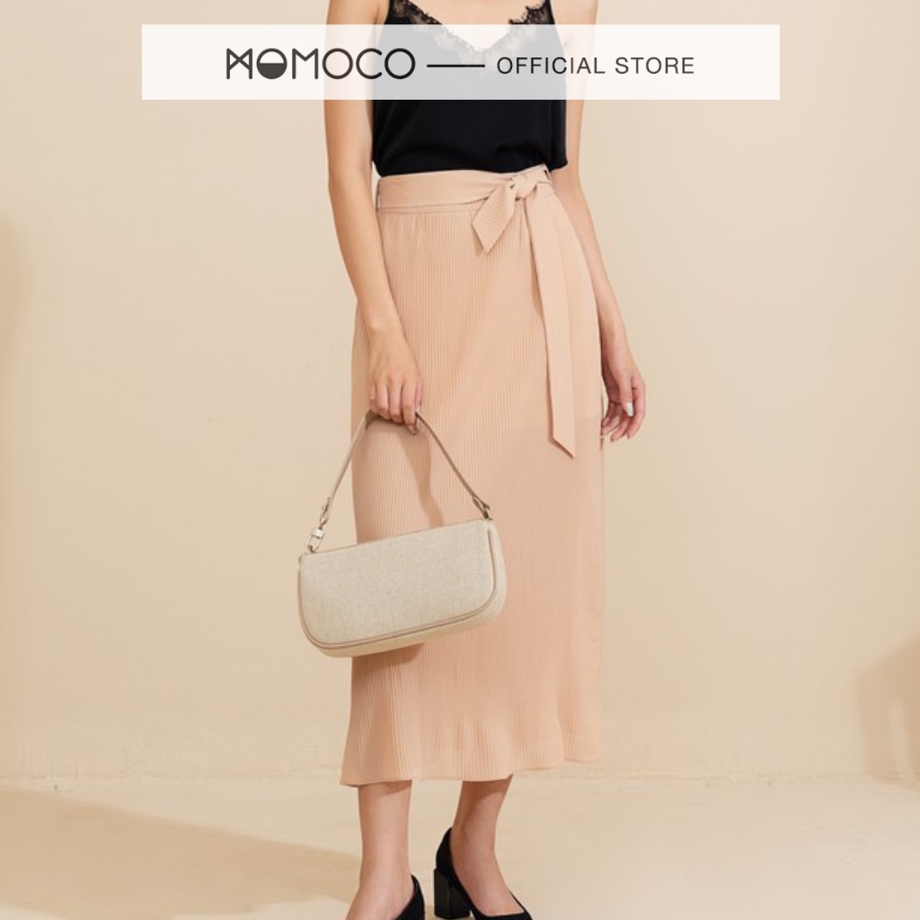 Chân Váy Dài Midi MOMOCO Vải Gập Xếp Li Cá Tính M2728