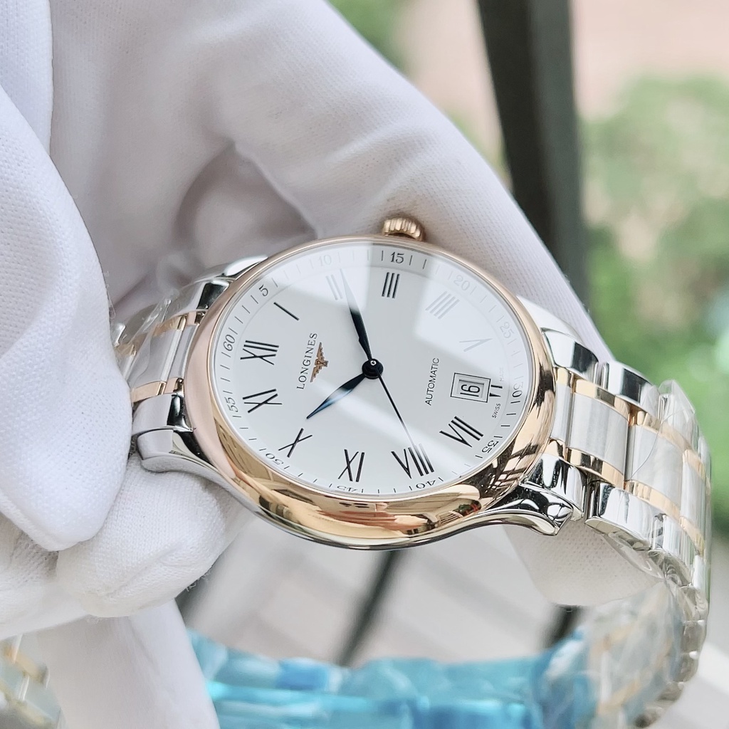 Đồng hồ nam chính hãng LONGlNES vành 18k day date - Máy cơ tự động - Kính Sapphire