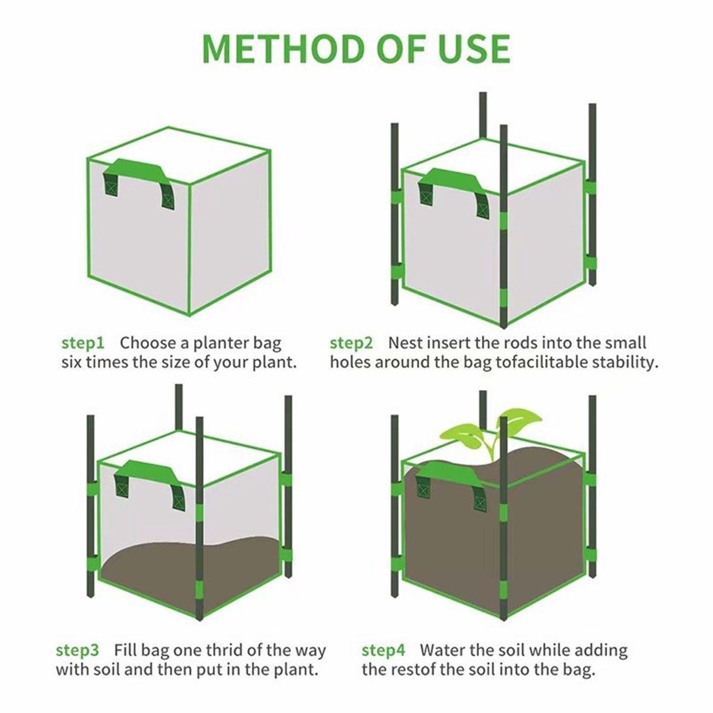 YIYU Túi Trồng Cây Hình Vuông Bằng Vải Không Dệt Chống Ăn Mòn Có Tay Cầm Tiện Dụng