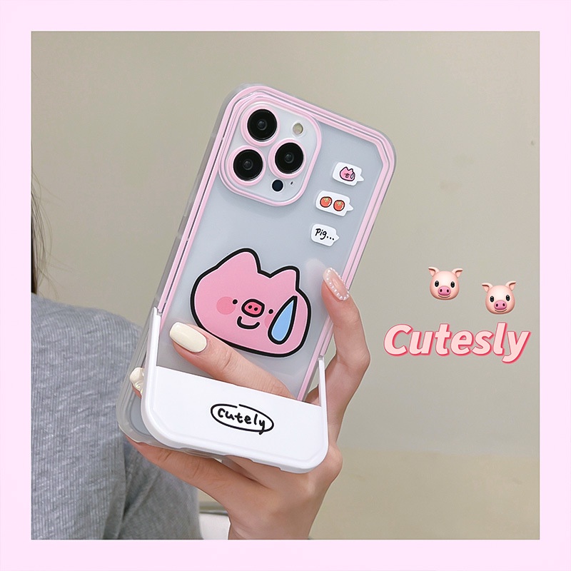 Ốp Điện Thoại Kèm Giá Đỡ Tàng Hình Họa Tiết Hoạt Hình Dễ Thương Cho iphone 14 / 13Pro 12 / xs / 6 / 7 / 8PLUS