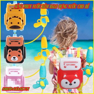 Súng phun nước kèm balo đựng nước cho bé