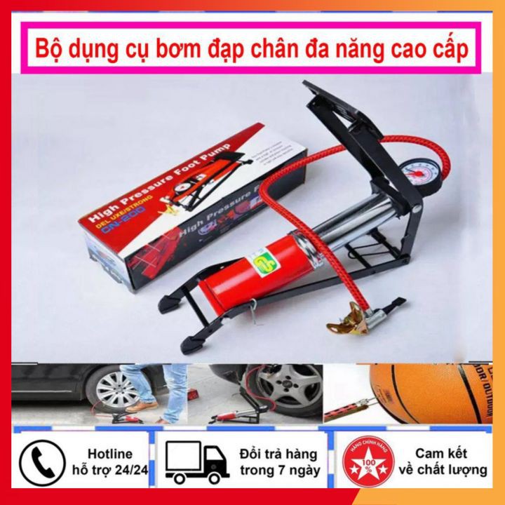 [Hàng Loại 1]  Bơm Hơi Đạp Chân Ô tô Xe Máy Xe  Đa Năng Cao Cấp