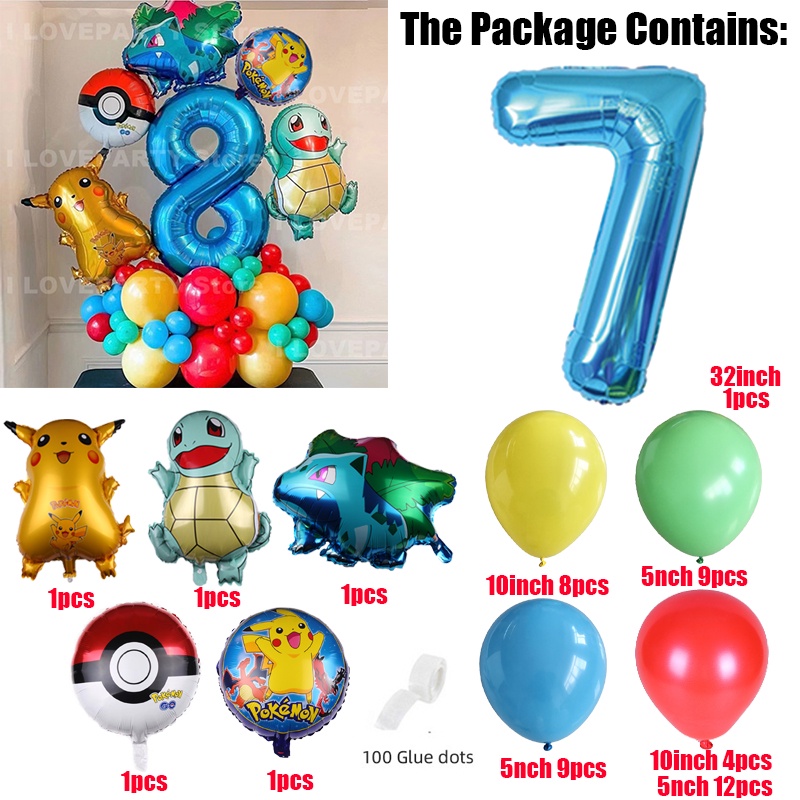 Bộ 48 Bong Bóng Hình Pikachu Trang Trí Tiệc Sinh Nhật