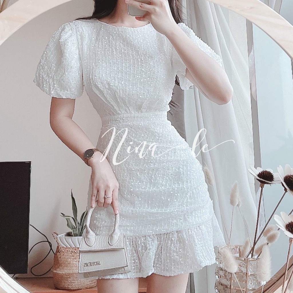 Đầm dự tiệc kim sa chất vải dày dặn có quần