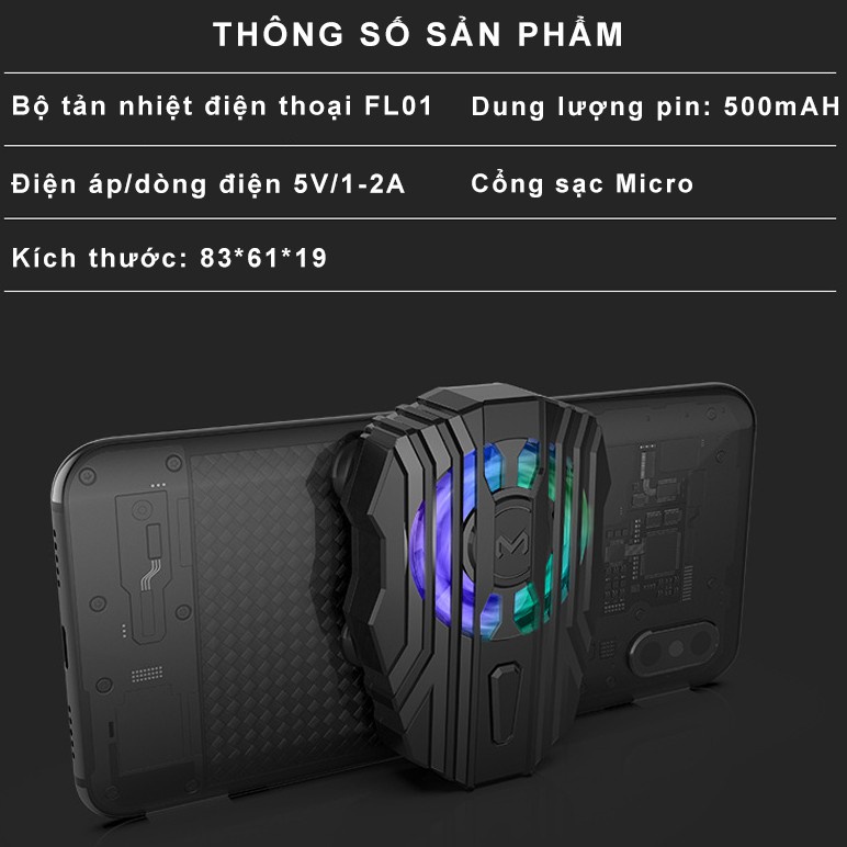 Quạt Tản Nhiệt Điện Thoại Memo FL01 Có Pin Không Dây Chơi Game Điện Thoại Giá Rẻ Phụ Kiện Anh Đăng