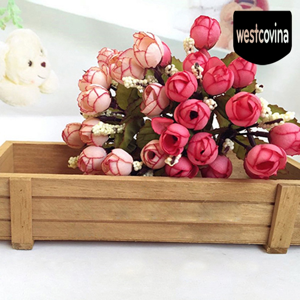 [Hot]☀ 1 Bó Hoa Hồng Nhân Tạo 15 Bông Trang Trí Tiệc Cưới