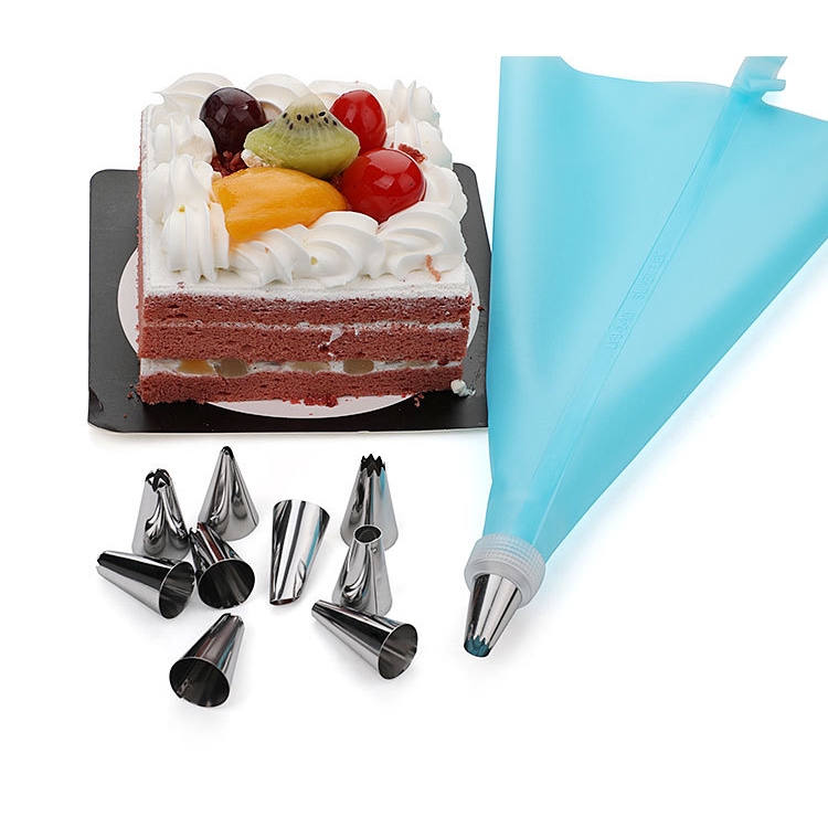 Thép không gỉ Icing Piping Pastry Vòi phun Tái sử dụng Túi Pastry Mẹo Trang trí bánh Công cụ làm bánh