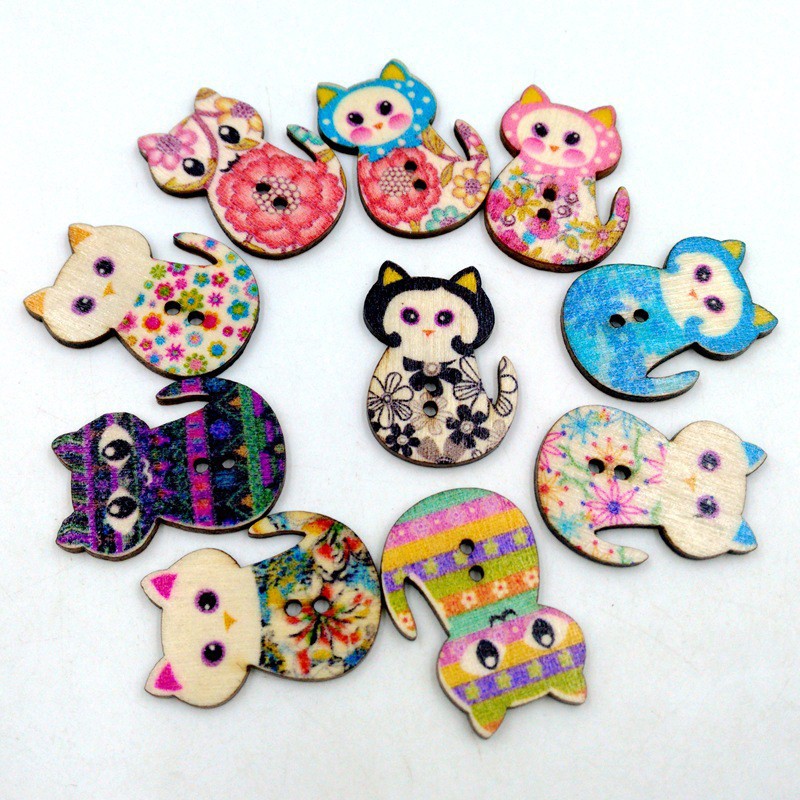 Bộ 50 nút gỗ hình hưu cao cổ cho trẻ em