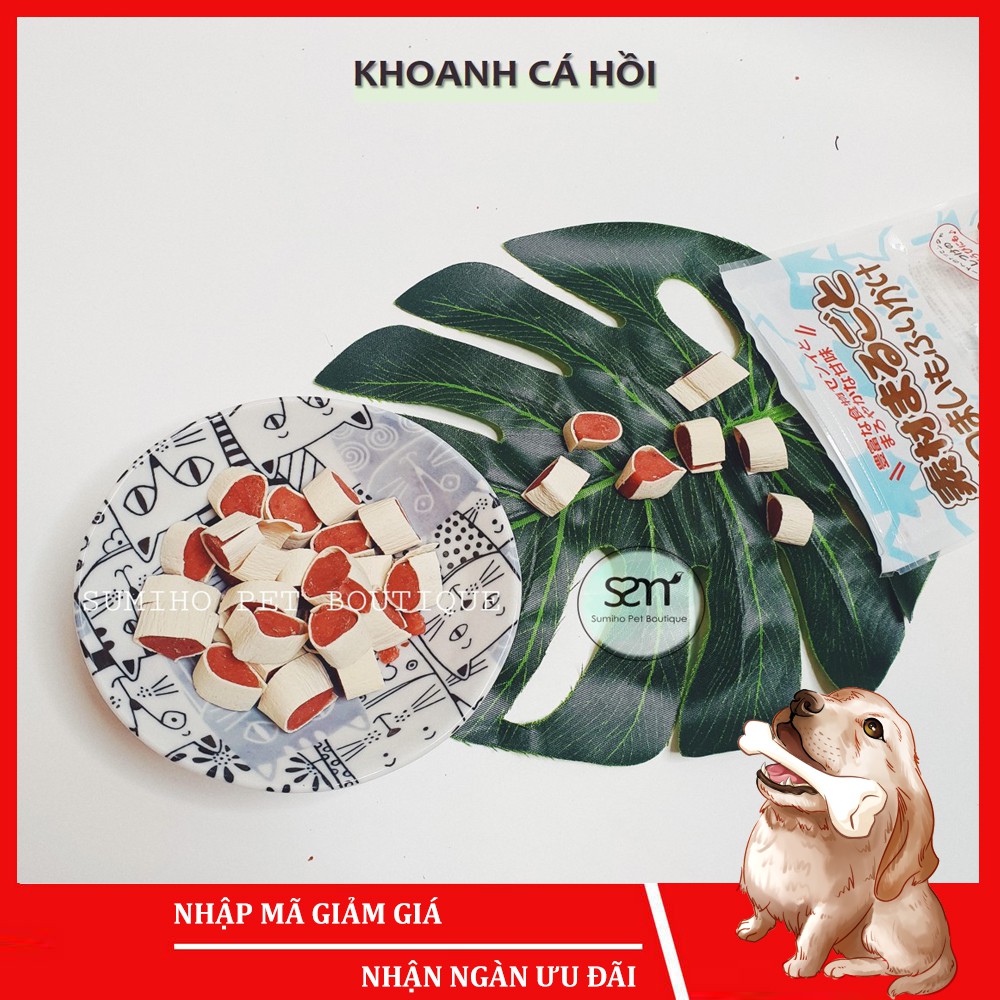 Bánh thưởng cho chó Sumiho (Khoanh cá hồi) (100gr/túi) Đồ ăn cho chó mèo thú cưng