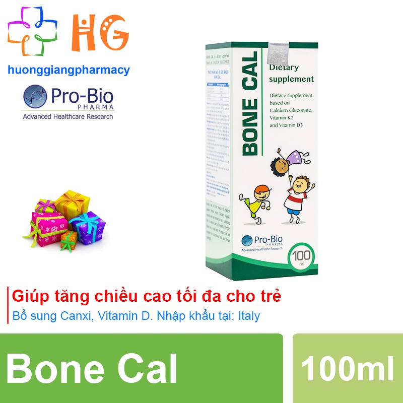 Bone Cal canxi hữu cơ cho bé bổ sung calci vitamin D3K2 giúp tăng chiều cao xương răng chắc khỏe Lọ 100ml