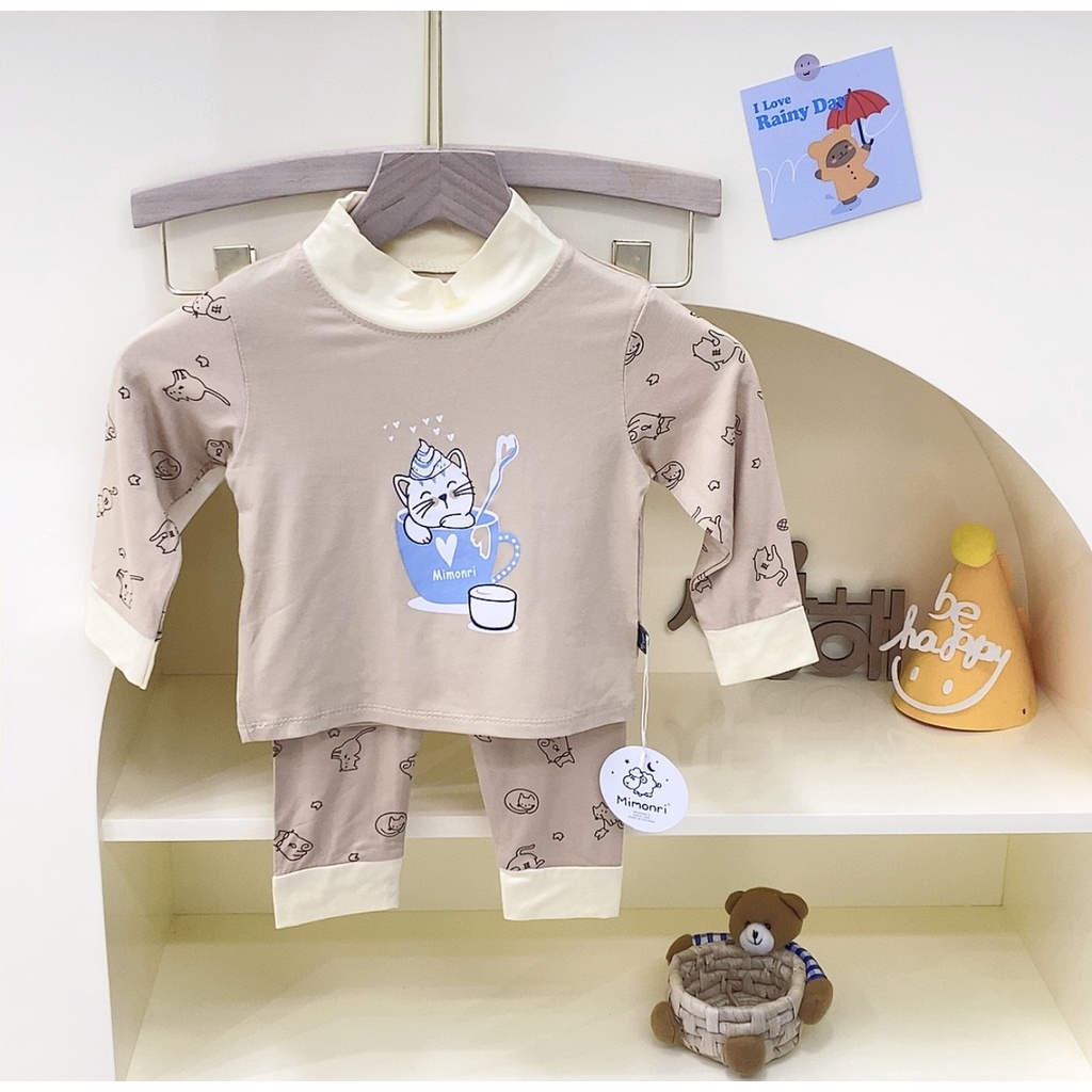 [SALE] Bộ Quần Áo Bé Gái, Bé Trai KIMCHIBABY Cổ 3P Vải Thun Lạnh Tuần Lộc, Đồ Bộ Cho Bé Mặc Nhà Thu Đông KWTD2218
