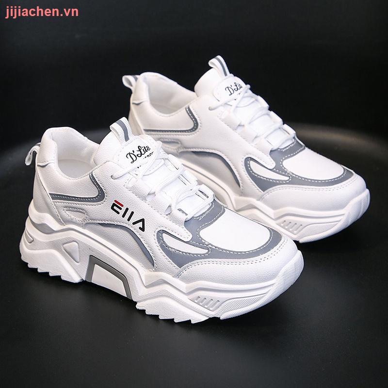 Giày thể thao cotton màu trắng có size lớn 43 41 42 thời trang thu đông cho nữ