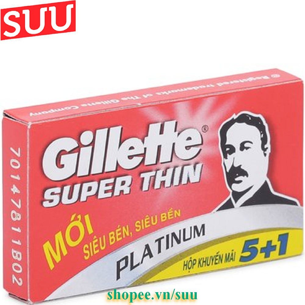 Hộp 06 lưỡi lam Gillette Super Thin, Chính Hãng.