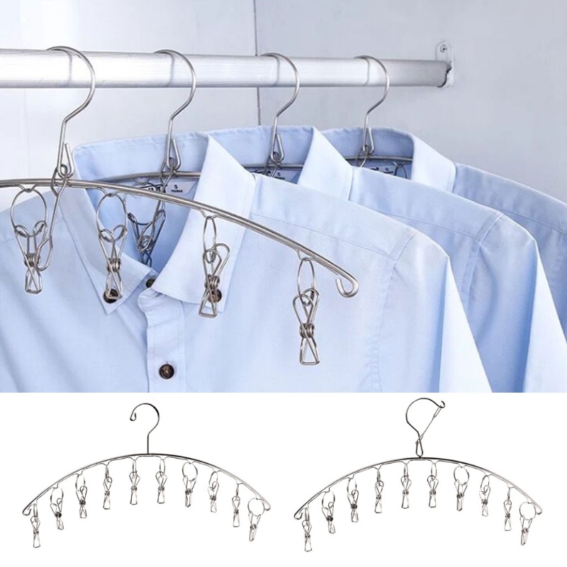 Móc Treo Phơi Quần Áo Hình Dạng Cong Kèm Kẹp Chống Gió Nhỏ Giọt G