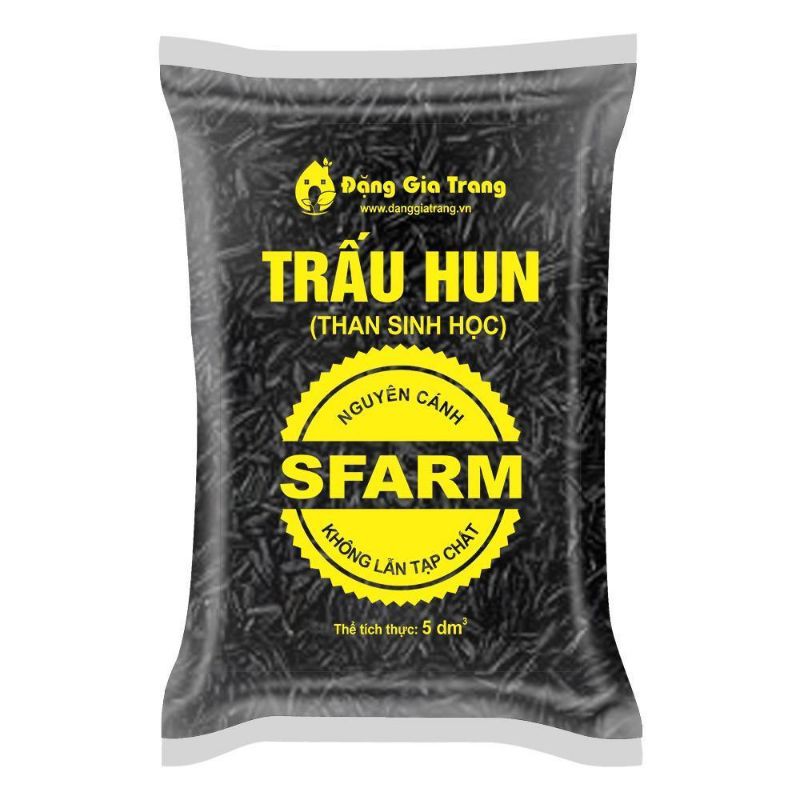 Túi 5dm Trấu hun SFARM (Biochar – Than sinh học) bổ sung kali bón cây siêu tốt