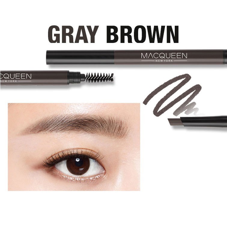 Chì Kẻ Mày Macqueen Newyork My Strong Auto Eyebrow Pencil Hard Powder 8.4G .#Gray Brown