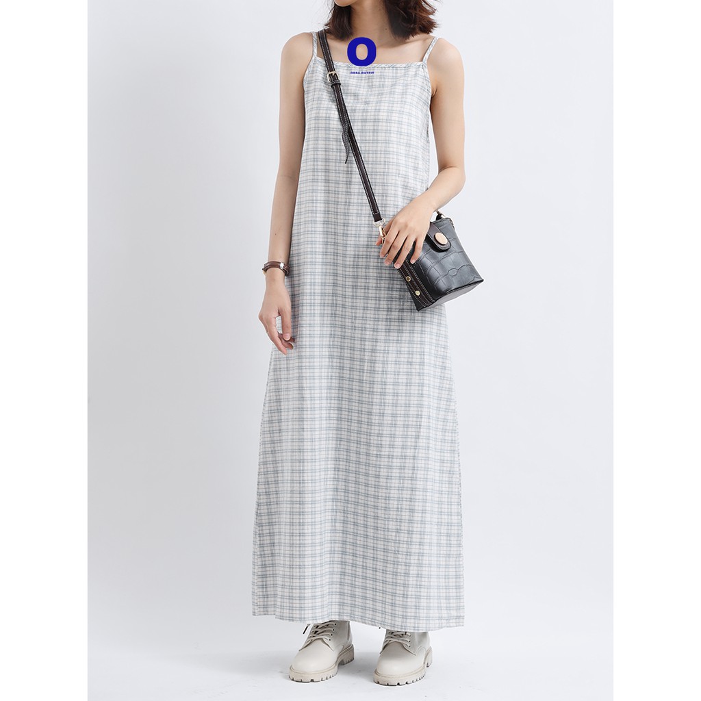 CARO DRESS Đầm caro basic mùa hè, đầm đơn giản phong cách Nhật Bản. Đầm màu xanh caro nhẹ nhàng.