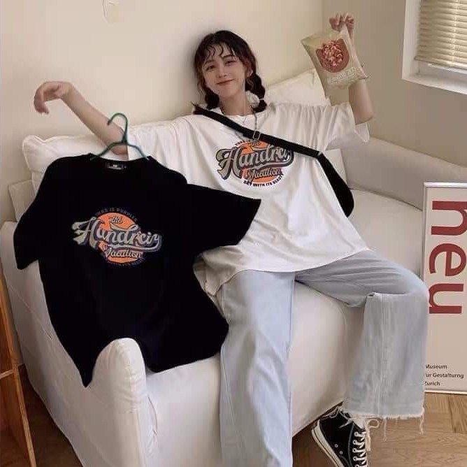 Áo thun tay lỡ freesize nữ - thun phông form rộng Unisex, mặc lớp, nhóm, cặp, in chữ HANDRCIY VACATION | BigBuy360 - bigbuy360.vn