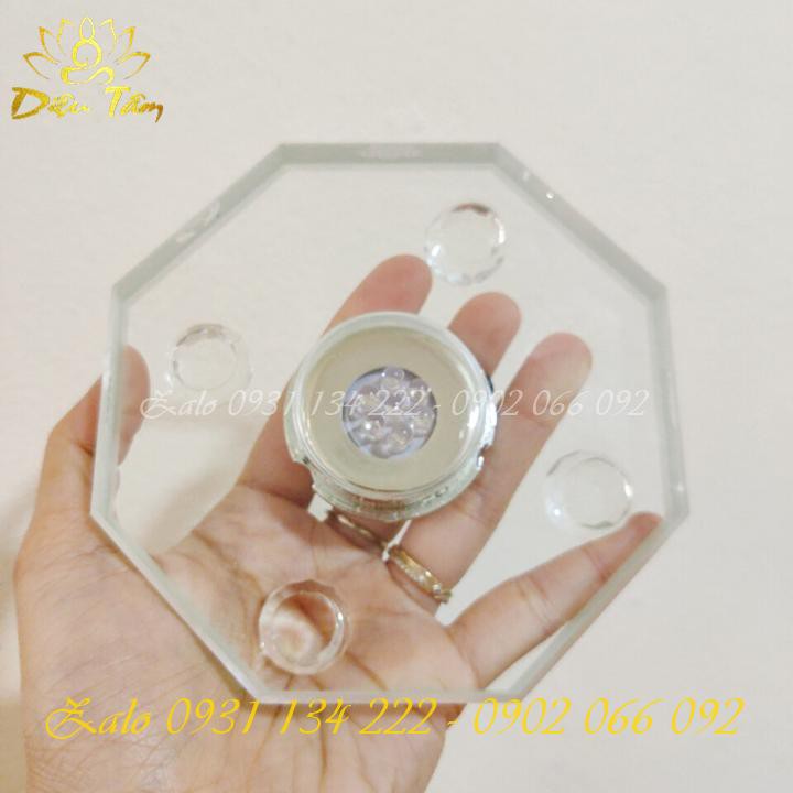 Tháp xá lợi pha lê có đèn led 8 biểu tượng cát tường đổi màu