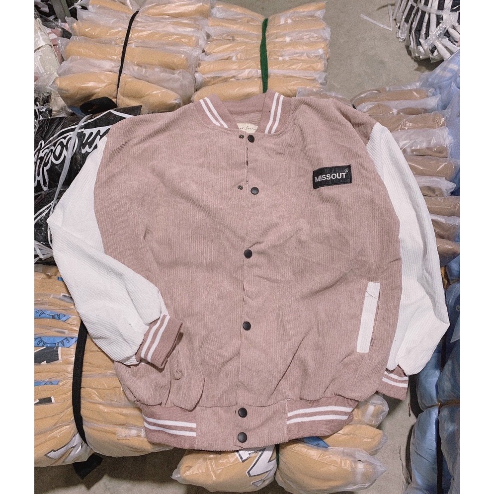 Áo khoác nam nữ - Bomber jacket F.S.SHOP68 chất liệu nhung gân dày dặn form rộng rãi MISSOUT