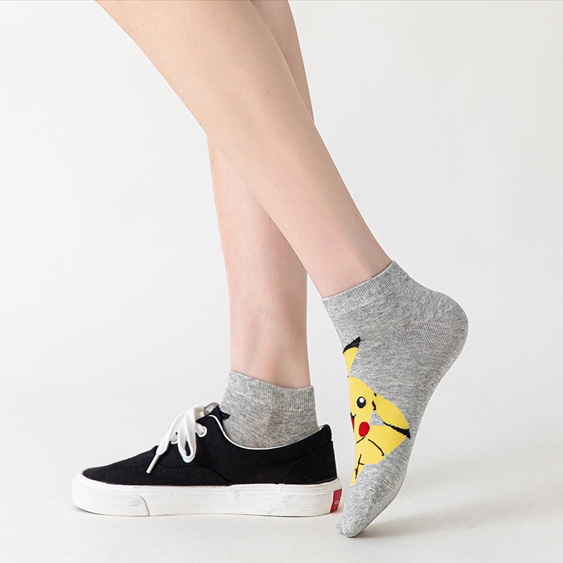 5 Pairs Lovely Anime Pokemon Pikachu Socks Pocket Monsters Cotton Cartoon Women Ankle Socks